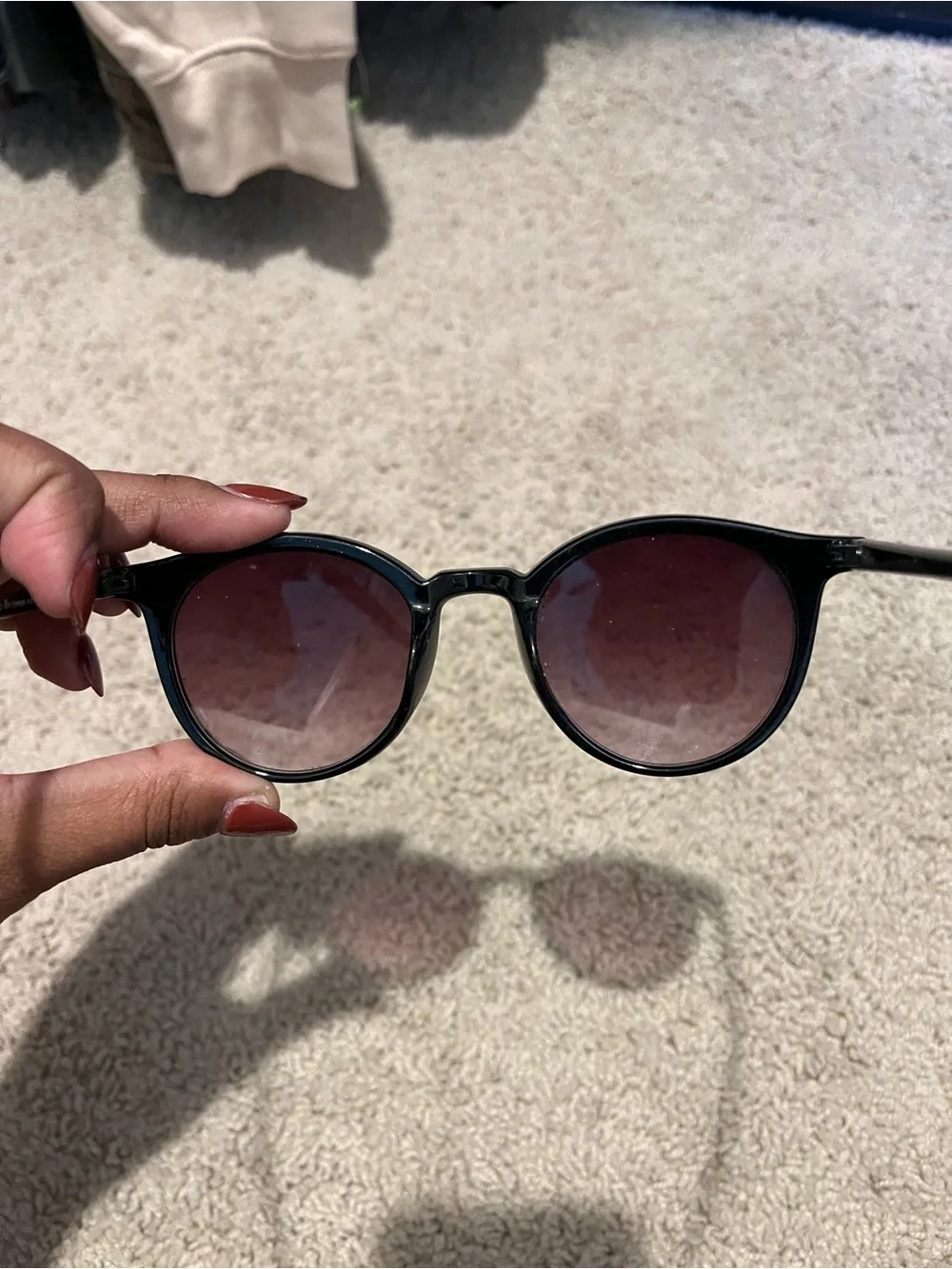 Classic Round Black Sunglasses with Brown Tinted Lenses